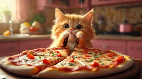 Kitten makes pizza😸🍕