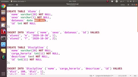 SQL de criacao da estrutura de um Banco de Dados no MySQL