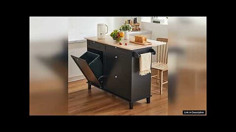 VEVOR Kitchen Island Cart Storage Cabinet Serving with Drawer & Trash Cabinet Review