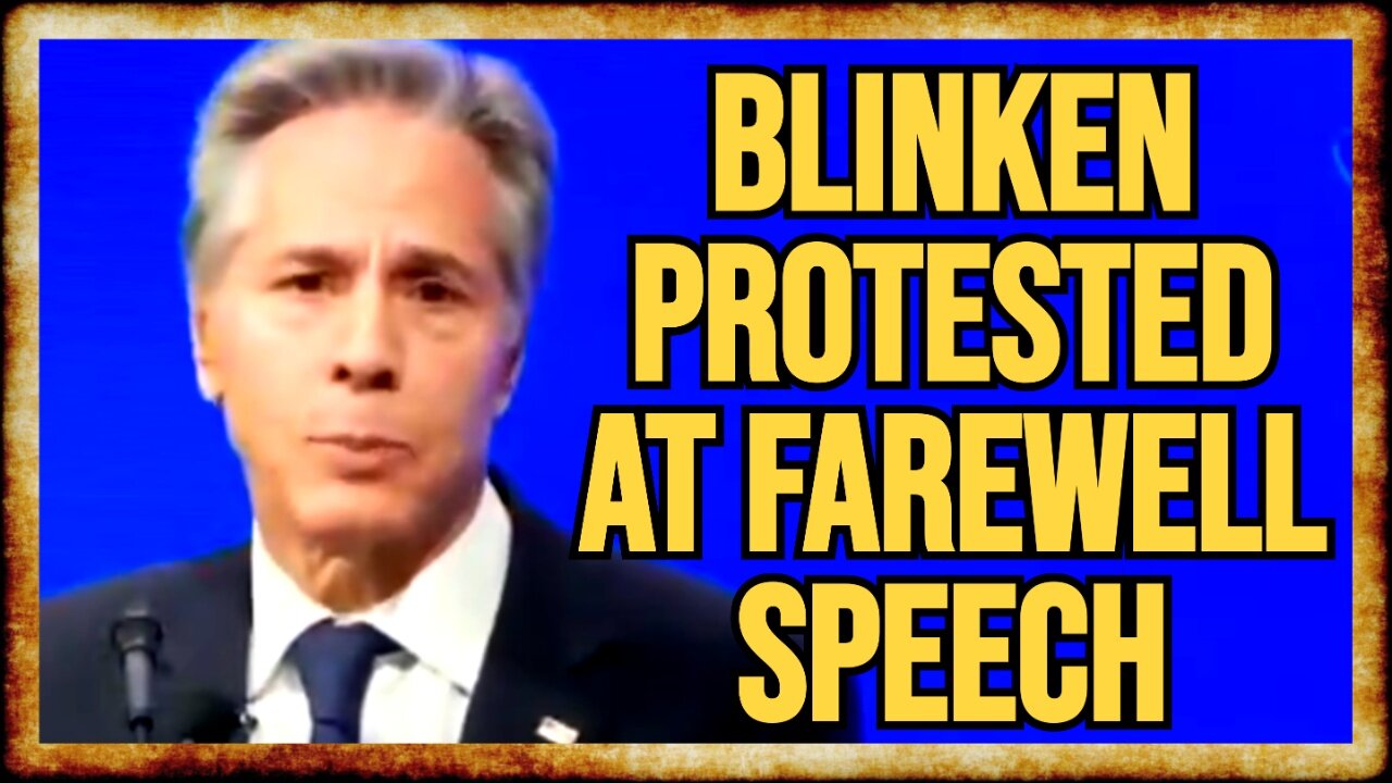 Blinken PROTESTED at Farewell Speech in DC