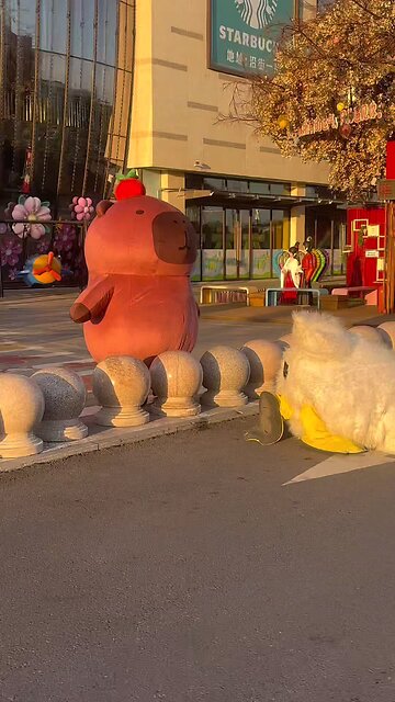 crazy friends | costumes fun | lovely sight | kid behind them really enjoyed them falling