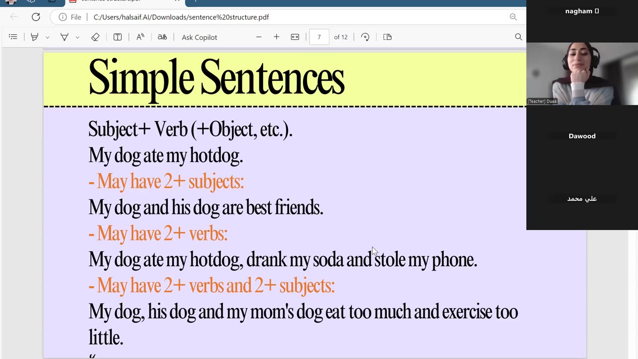 Sentence structure