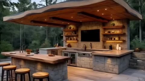 I need one of these rustic backyard bar kitchens! 🙏🏼🙏🏼