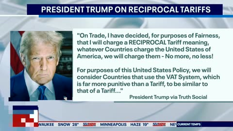 President Trump to charge reciprocal tariffs to countries who charge the U.S