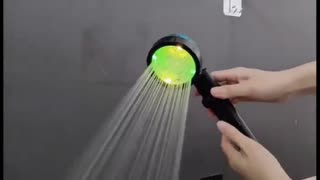 LED Digital Temperature Display Shower Head Temperature Control Colorful Fan Spray Nozzle