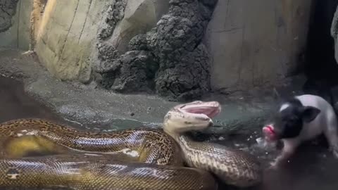 Piglet messing with big python