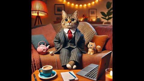 "Business Cat in Action"