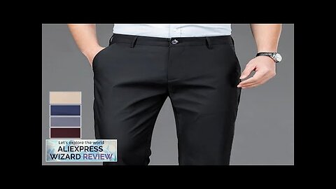 Male Pants Stretch Solid Black Smart Casual Men's Trousers Office Quick Dry Review