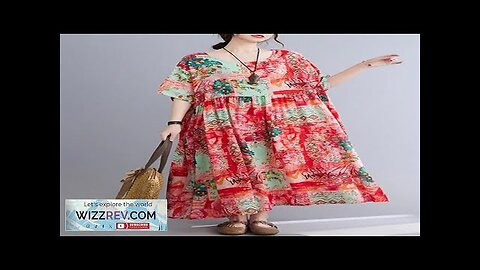 ZANZEA Plus Size Women Long Dress O-Neck Floral Loose Bohemian Casual Summer Review