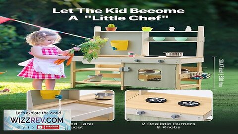 Wooden Mud Kitchen Outdoor Toy Play Kitchen Set for Kids Pretend Playset