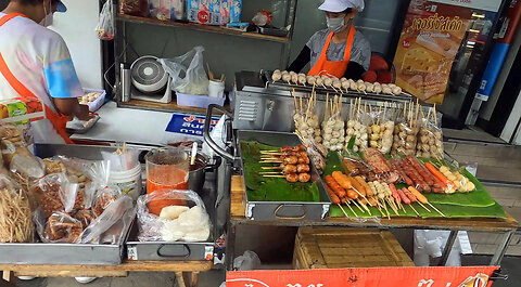 Food in Lumpinee park area in Bangkok Thailand