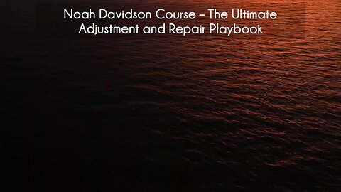 (courseslibrary.com)Noah Davidson Course The Ultimate Adjustment and Repair Playbook Course download