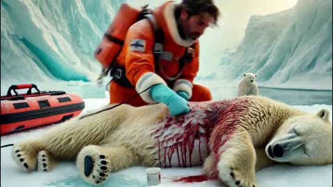 Rescuers saved a mother polar bear injured by millions of barnacles just in time.