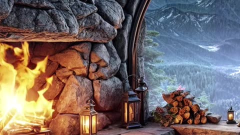 Cozy Bedroom Cave with Fireplace - Rainy Relaxing Sound - Healing Ambiance Sleep Aid #nature #dream