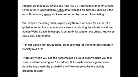 PREDICTIVE PROGRAMMING ALERT! CITY KILLER ASTEROID PROJECTED TO WIPE OUT MAJOR CITY IN 2032!