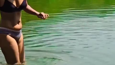 Girl Open Bathing in Rever