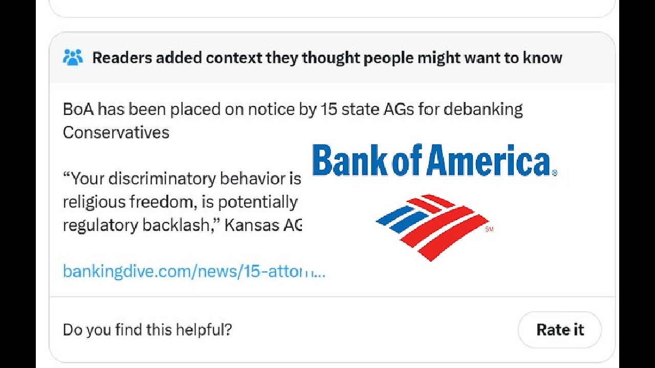 Bank of America community noted, claimed inclusive but ban conservatives