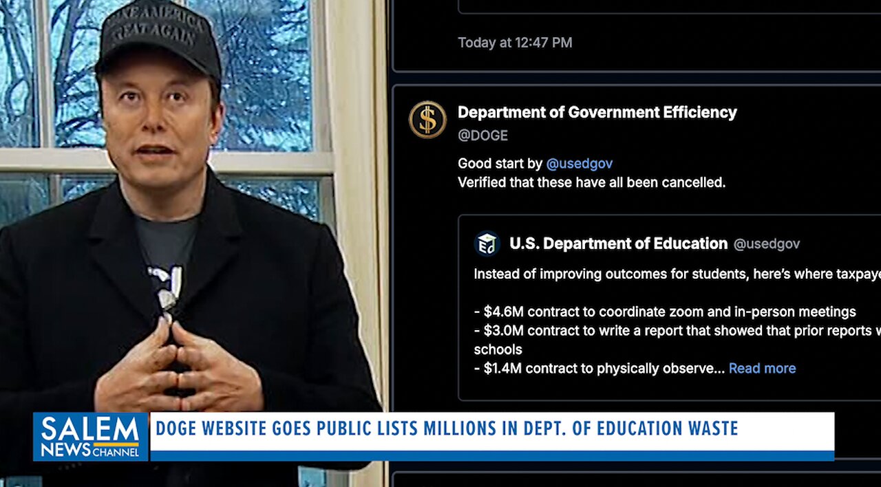 DOGE Website Goes Public Lists Millions In Dept. Of Education & Climate Change Waste