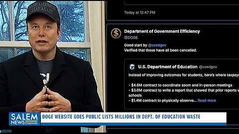 DOGE Website Goes Public Lists Millions In Dept. Of Education & Climate Change Waste