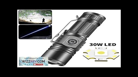 30W Long-Range Throwing LED Flashlight Ultra Bright Mini Type-C Charging Torch Review