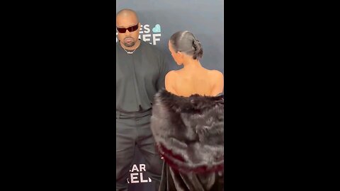 Kanye West and his wife Bianca Censori on the Grammys red carpet.