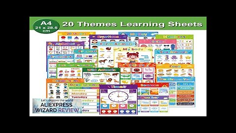 Educational Posters for Preschool Kids English Words Learning Charts Teaching Aids Classroom Review