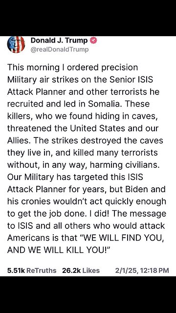 PRESIDENT TRUMP ORDERED❤️🇺🇸🪽🏛️📸MILITARY AIR STRIKES ON ISIS🏜️💥✈️⛰️⛺️💥✈️💫