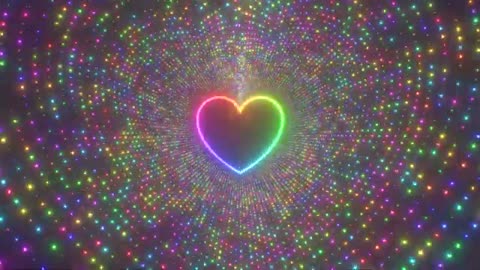 1203. Bright Rainbow Color Neon Glowing Heart Sparkle Lights Tunnel Shines