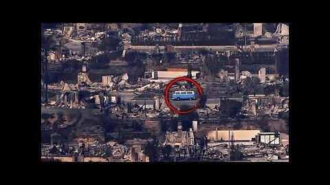 Blue Volkswagen Van Remains Intact During LA Wildfires