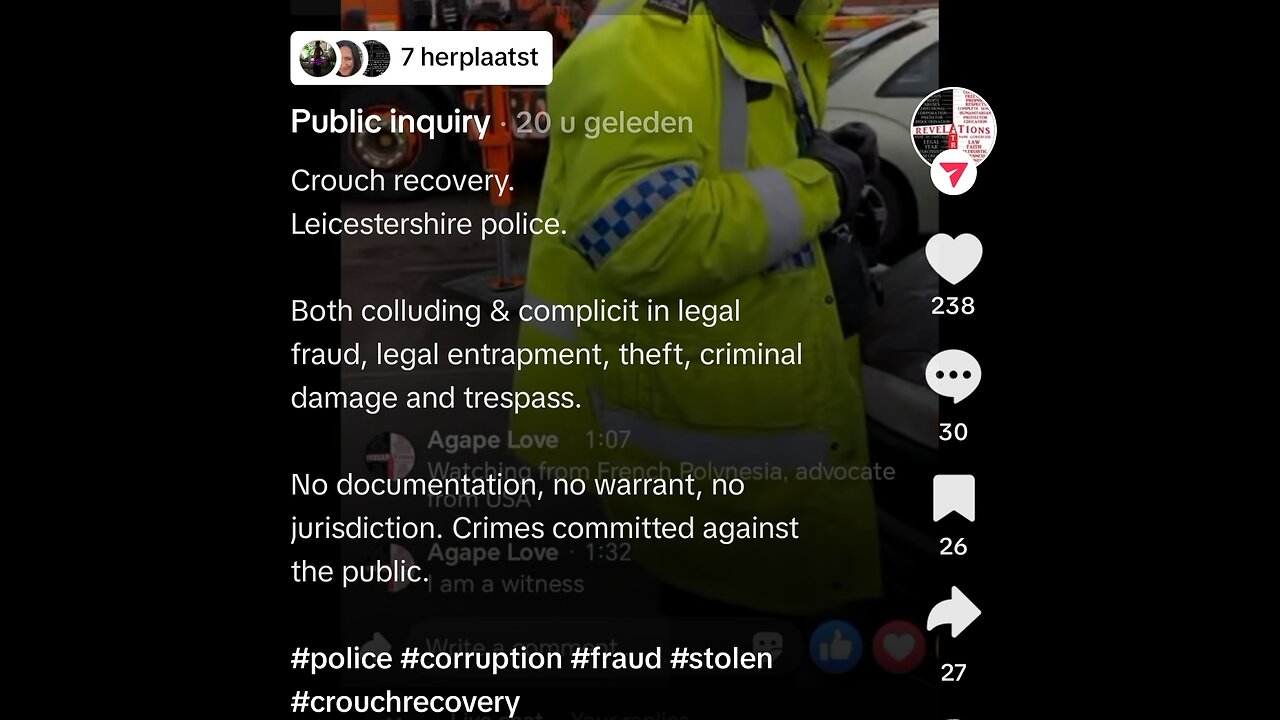 Crouch recovery & Leicestershire police committed crimes against the public.