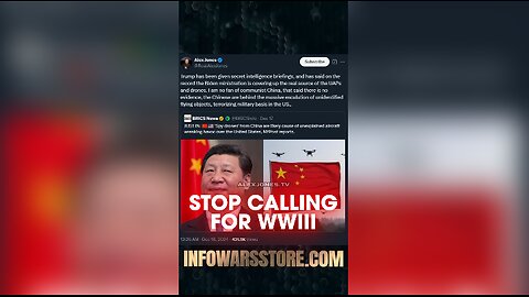 Chinese Warmongering Must Stop - Alex Jones on X