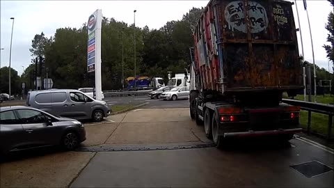 Truck Crashes Into Car At Gas Station