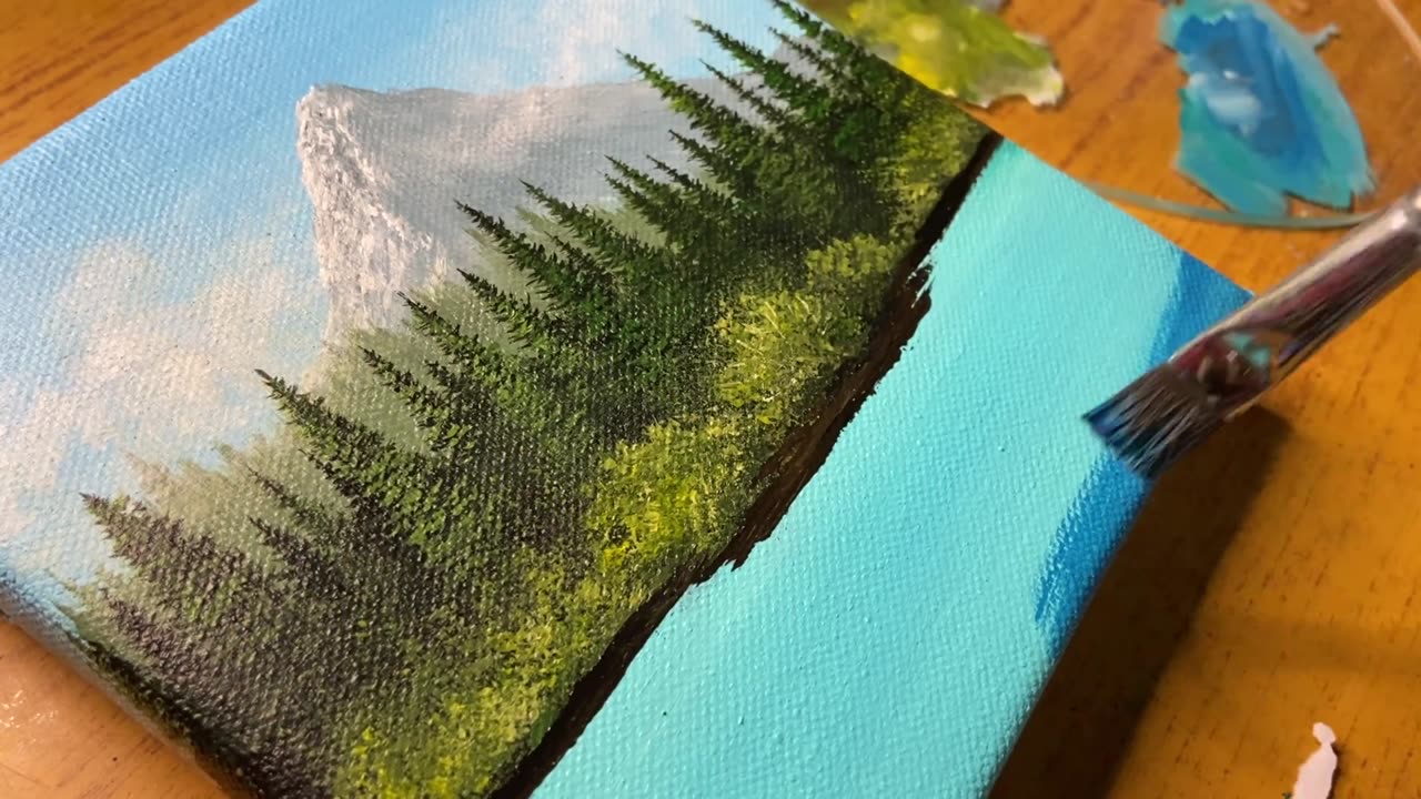 How to paint Mountain landscape _mountain river acrylic painting for beginners_#39