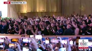 President Trump takes the stage to dance with the First Lady at the Commander-in-Chief Ball