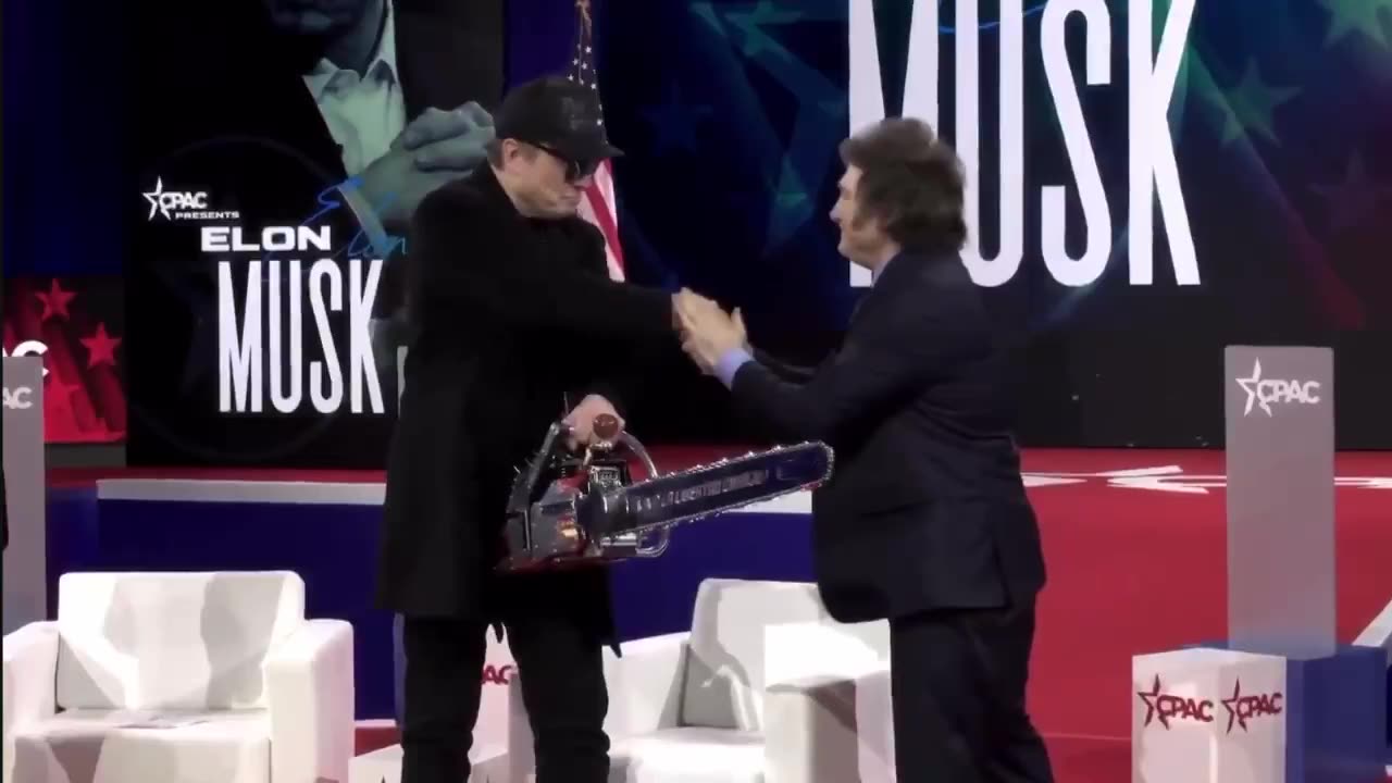 ‘Argentine Trump’ Javier Milei Presents Elon Musk With DOGE Chainsaw at CPAC