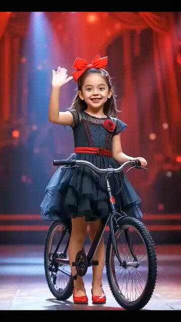 Small Girl perform with bycycle