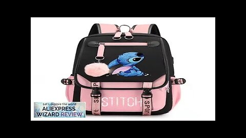 Disney Stitch Mochila Feminina Backpack Usb Charging School Bags Teenage Girls Boys Review