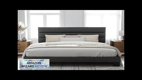 Allewie Full Size Platform Bed Frame with Fabric Upholstered Headboard and Wooden Review