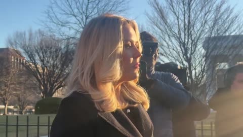 PressSec speaking with reporters outside the West Wing on the federal funding freeze