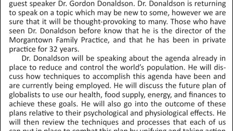 STN Monthly Meeting – Tuesday, January 28, 7 PM - Guest Speaker: Dr. Gordon Donaldson