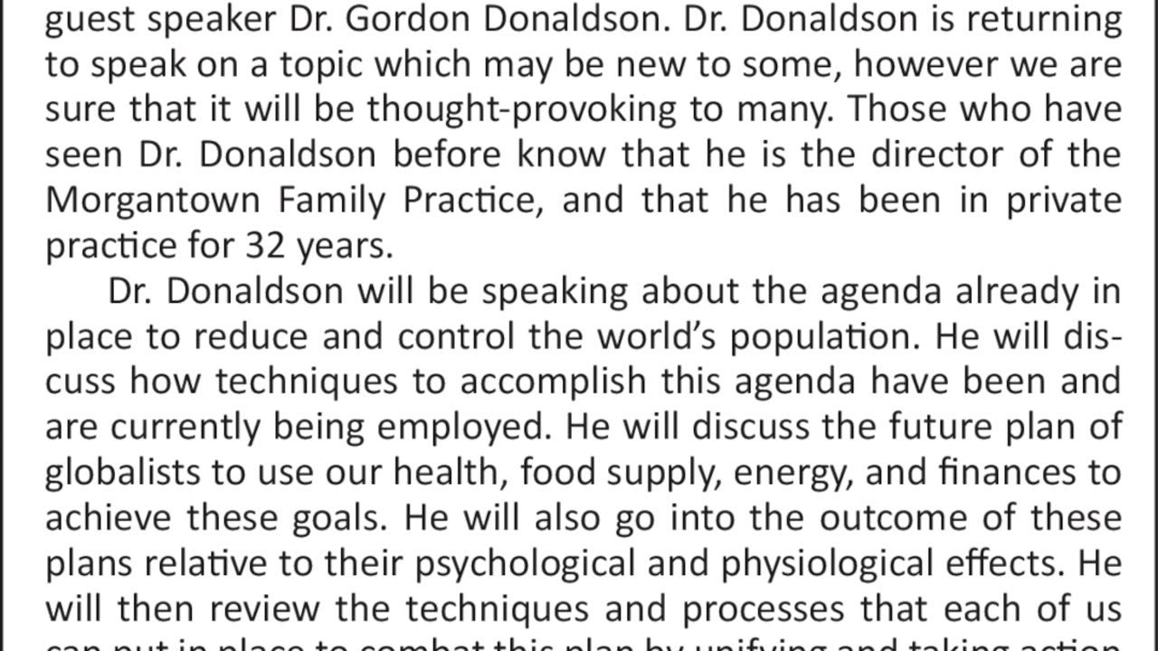 STN Monthly Meeting – Tuesday, January 28, 7 PM - Guest Speaker: Dr. Gordon Donaldson