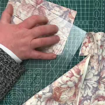 Cutting out vintage fabric for Doorstoop