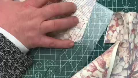 Cutting out vintage fabric for Doorstoop