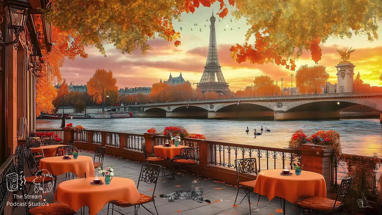 Paris Cafe Jazz ,Outdoor Coffee Shop Ambience Autumn with Relaxing Bossa Nova Jazz