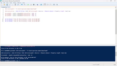 Calculate Directory Size in KB, MB, and GB Using PowerShell
