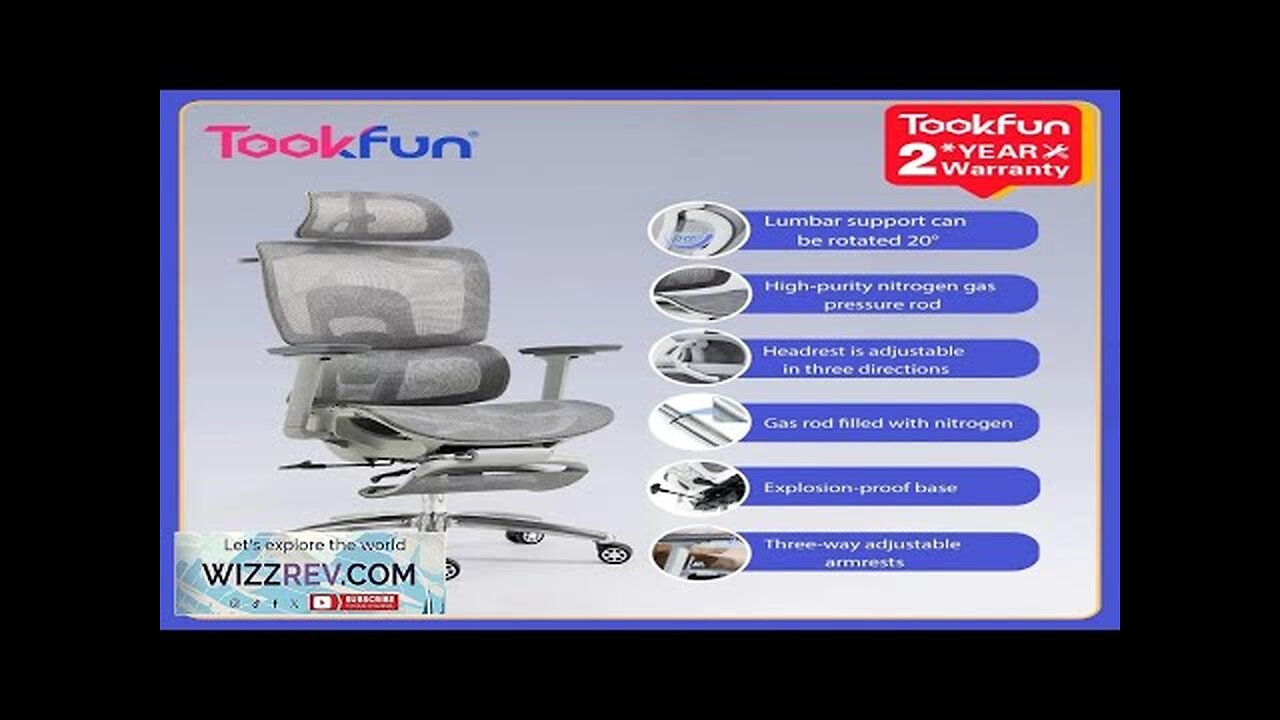 Tookfun Ergonomic Chair Office Chair Elastic Waist Support Computer Seat Home 145° Review