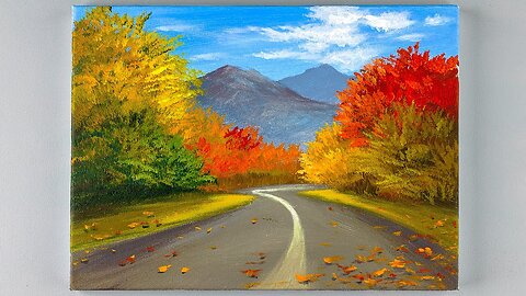 Autumn Scenery Painting _ Autumn landscape painting tutorial