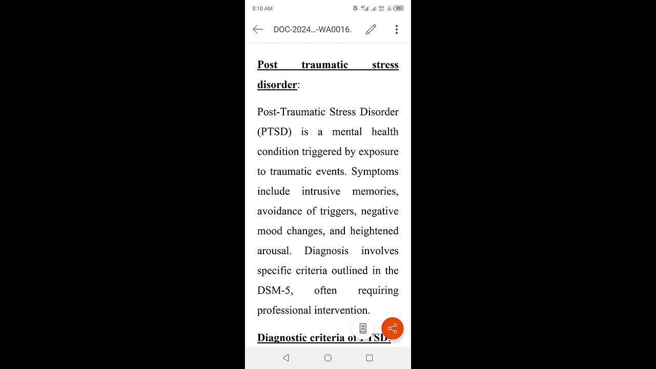 #lecture 1 Post traumatic stress disorder disorder