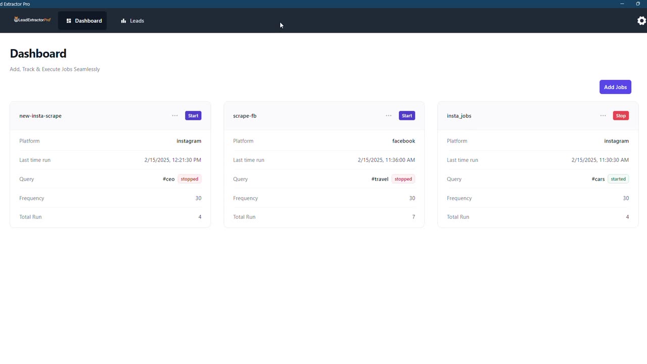 LeadExtractorPro AI Demo: Extract millions of verified email & phone number leads from social media
