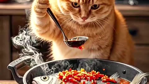 Cat Cooking Food Experience-Must Watch It